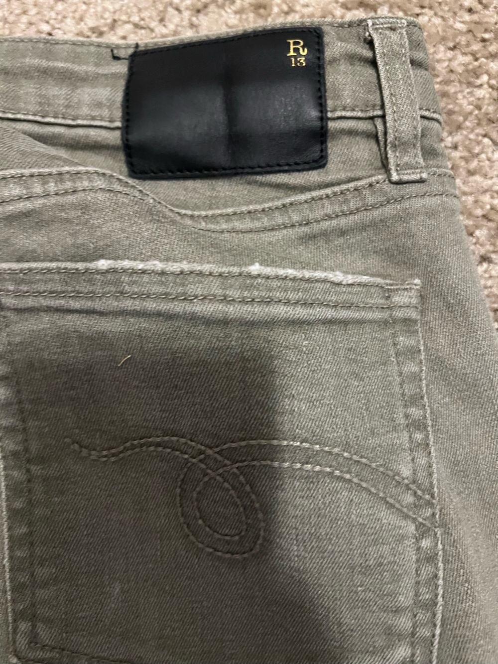 R13 kick fit olive green stretch 26 made in Italy - Picture 11 of 12
